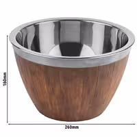 Kase - Paslanmaz Çelik & Melamin - 3L - yuvarlak - 2 parçalı set - Ø260mm - Derinlik:160mm - Kahverengi