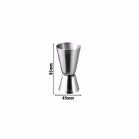 (6 adet) Paslanmaz Çelik Jigger - İki Ölçekli - 2/4cl - dış yazı