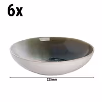 (6 adet) NORDIC - Çukur Tabak - Steingut, Ø225mm, Yeşil / Beyaz