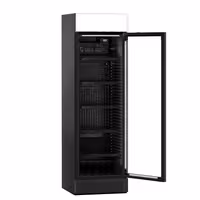 Commercial Beverage Display Fridge with Illuminated Canopy - 595mm - 345 Litres - with 1 hinged glass door - LED lighting - digital controller with temperature display - Black - Temperature range 2 to 10 °C