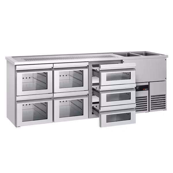 Pivski štand PREMIUM - 2500x700 mm - 7 Staklene ladice