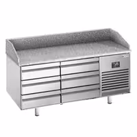 Commercial Pizza Prep Counter - Granite Top PREMIUM PLUS - 1980x700mm - with 0 doors & 6 dough drawers