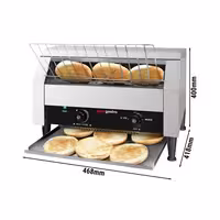 Tračni toster - Mehaničko - 2,6 kW - kapacitet cca 300 kriški/sat - za peciva i kruh