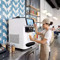 Commercial Soft Serve Ice Cream Machine - 30-32L/h - 2.68kW - Touchscreen - for 3 flavours (twin twist) - Countertop - Pre-Cooling
