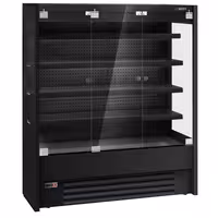 Commercial multideck display fridge - 1585mm - with 3 hinged glass doors & 4 shelves - Black