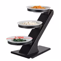 Etagere / Buffet Stand - Powder-coated stainless steel & Melamine - Black - incl. 3 Melamine bowls Ø260mm
