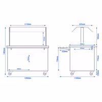 Heated Bain Marie Buffet Counter DANZIG - on Castors - 1300 mm - for 3 × GN 1/1 - with Tray Slide - Black