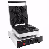 Commercial Waffle Maker - Single - Manual - 1,75 kW - Shape: Mini heart - Teflon-coated baking plates