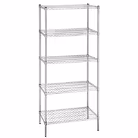رفوف فولاذية - 900x450mm - عمق: 450 mm - 5 رفوف (قابلة للتعديل) - كروم - الحمولة: 180 kg