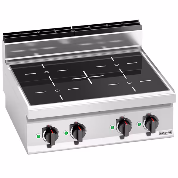 Ipari indukciós tűzhely - 700-as - összteljesítmény: 14,0 kW - 4 zónás - asztali - főzősorba illeszthető - 800x714x432 mm