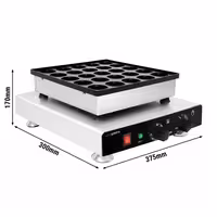 Commercial Waffle Maker - Single - Manual - 850W - Shape: Poffertjes - for 25 pieces - plates with Teflon coating
