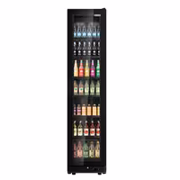 Commercial Beverage Display Fridge - 500mm - 295 Litres - with 1 hinged glass door - LED lighting - Black - Temperature range 0 to 7 °C