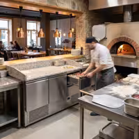 Commercial Pizza Prep Counter - Granite Top ECO - 1400x700mm - with 2 doors & 2 drawers