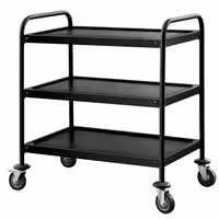 Serveringsvagn - 800x500 mm - med 3 hyllplan - svart