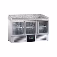 Pizzakühltisch PREMIUM - 1400x700mm - mit 3 Glastüren