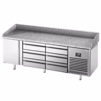 Table réfrigérée à pizza Premium PLUS - 1980 x 700 mm - avec 1 porte et 6 tiroirs