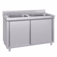 Sudoper s ormarićem ECO - inox - 1600 x 700 mm - sa 2 korita - korita sredina