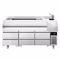 Stół chłodniczy barowy do koktajli i napojów – 1600 mm – 235 L – z 6 szufladami i gniazdem 230 V