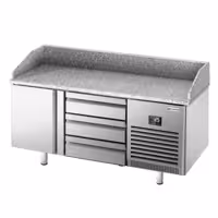 Stół chłodniczy do pizzy PREMIUM PLUS - 1490x700mm - z blatem granitowym - 1‑drzwiowy, 3 szuflady