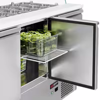 Pult za pripremu salate ECO - 1368 mm - 368 l - 3 vrata - s visokom staklenom nadogradnjom za 4x GN 1/1
