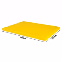 Neslīdošs griešanas dēlis ar stopperiem - EN 600x400 mm - Biezums: 20 mm - HACCP atbilstošs - Polietilēns (PE) - Dzeltens - Var mazgāt trauku mazgājamā mašīnā - Higiēnisks