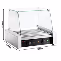 Commercial Hot Dog Roller Grill - 9 Rollers - with Glass Cover