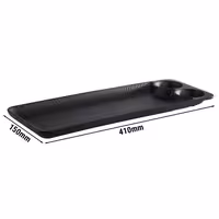 (6 pcs) Serving Tray - NERO - Melamine - 410x150mm - Height: 25mm - Black - 2 integrated dip bowls