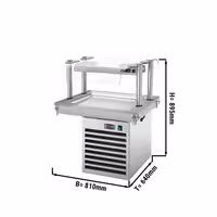 Drop-In Cold Plate - 800mm - +2 to +8°C - 2x GN 1/1 - 350W - with glass sneeze guard