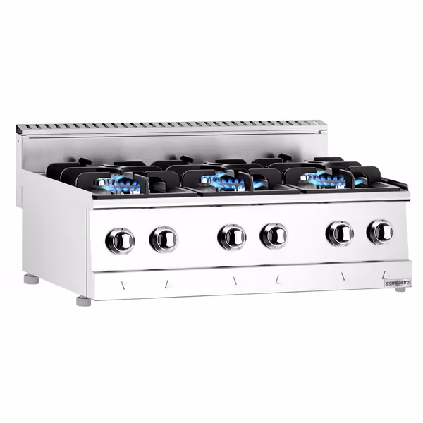 Ipari gáztűzhely - 600-as - asztali - összteljesítmény: 19,6 kW - 6 égős