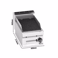 Plinski roštilj s lava kamenom - 6,9 kW - stolni - linija 700 - inox AISI 304 - rešetka od lijevanog željeza - štitnik protiv prskanja