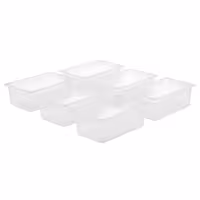 (6 Pezzi) Contenitore in Polipropilene - GN 1/1 - Semitrasparente - 25,5 L - Altezza: 200 mm