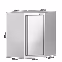 Ugaona zidna ormarić od nehrđajućeg čelika – 700 x 700 mm – sa krilnim vratima – visina: 800 mm