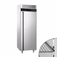 Commercial Upright Fridge Stainless steel PREMIUM - GN 2/1 - 700L - with 1 door - On castors - For UK