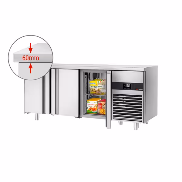 Zamrzni pult PREMIUM - 1865x700 mm - 474 l - Ventilirano hlađenje - s 3 vrata - radna ploča bez podignutog ruba