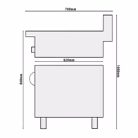 Lávaköves gázgrill - 14 kW - Billenthető grillrács - Szabadon álló kivitel - 700 mm mély
