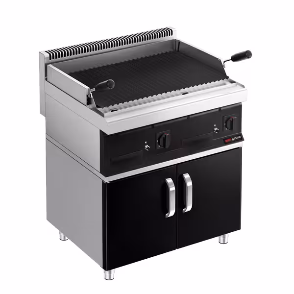 Barbacoa de piedra volcánica a gas (14 kW) - parrilla reclinable incl. estructura base | Barbacoa de gas | Barbacoa de piedra candente | Piedras volcánicas | Barbacoa de mesa | Gastronomía