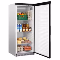 Lagerkühlschrank Edelstahl PREMIUM - 600 Liter - mit 1 Tür - Innenseite der Tür aus Kunststoff