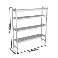 Scaffale in alluminio anodizzato - 1486x1685mm - Profondità: 460mm - con 4 ripiani (REGOLABILI) - Portata: 450kg