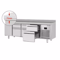 Aukstuma galds PREMIUM PLUS - 2452x600 mm - 510 l - ar 1 durvīm - ar 6 atvilktnēm - Ar apmali