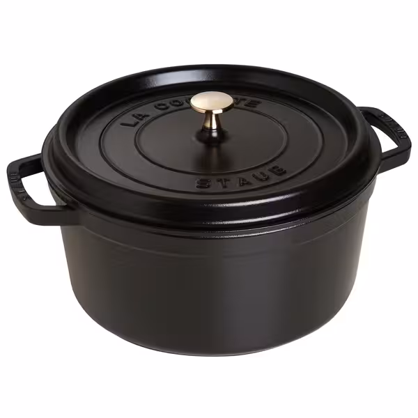 STAUB | Cocotte Round Enamelled Cast Iron Casserole Dish – Ø 280 mm – Black