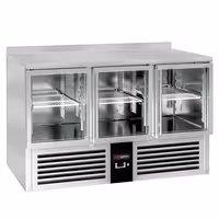 Commercial Counter Fridge PREMIUM - 1370x700mm - glass doors - with upstand - capacity 368 litres