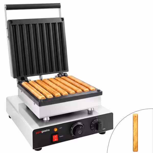 Waffle makinesi - Tekli - Manuel - 1,75 kW - Şekil: Churro - Teflon kaplı pişirme plakaları