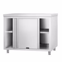 Armário de Trabalho em Aço Inoxidável PREMIUM - 1200x700mm - de passagem - com portas de correr