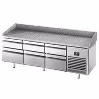 Table réfrigérée à pizza Premium PLUS - 1980 x 700 mm - avec 6 tiroirs