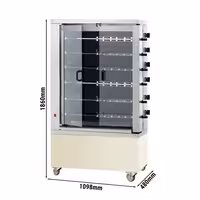 Commercial Electric Chicken Rotisserie Oven - Glass-Ceramic - 28.8kW - with 6 Skewers for up to 36 chickens - Cream