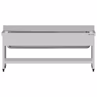 Grovdiskbänk i rostfritt stål ECO - 1800x700 mm - med underhylla - 1 ho mitten - med stänkskydd