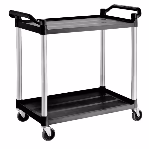 Carrello di servizio in plastica - 1020x490mm - con 2 piani di appoggio & ruote silenziose