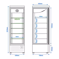 Commercial multideck display fridge - 630mm - 443L - with 1 hinged glass door & 5 shelves - Black