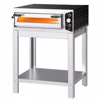 Electric Deck Pizza Oven - Single Deck - Refractory Stone Deck - 4 x Ø 30cm (12") - 230V Single Phase | 16A Plug - Mechanical Controls - up to 450°C - incl. Base frame