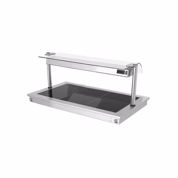 Inbyggd Värmeplatta i rostfritt stål - drop-in - 1135 mm - 3x GN 1/1 - 1,35 kW - med hygienskydd i glas